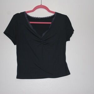 Classic Navy Blue V-Neck Women's Top